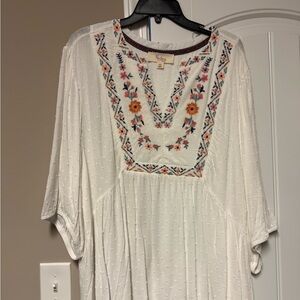 Westbound Boho Blouse with Floral Embroidery